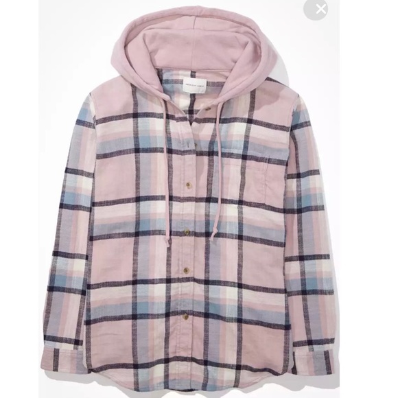 American Eagle Outfitters Tops - AE Oversized Hooded Flannel Shirt (M)